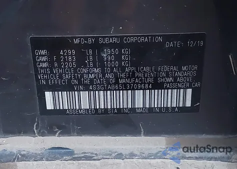 2020 Subaru Impreza 5-Door from USA, damaged, VIN 4S3GTAB65L3709684